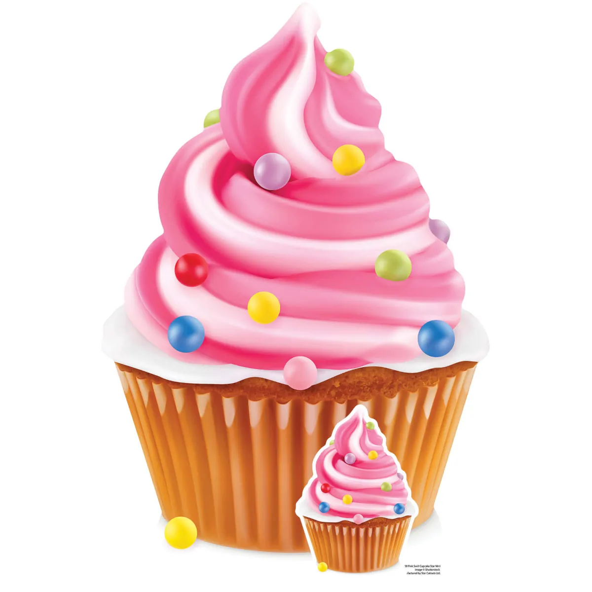 SC4359 Pink Cupcake Swirl (Party Prop) Mini + Tabletop Cardboard Cutout Standee Front