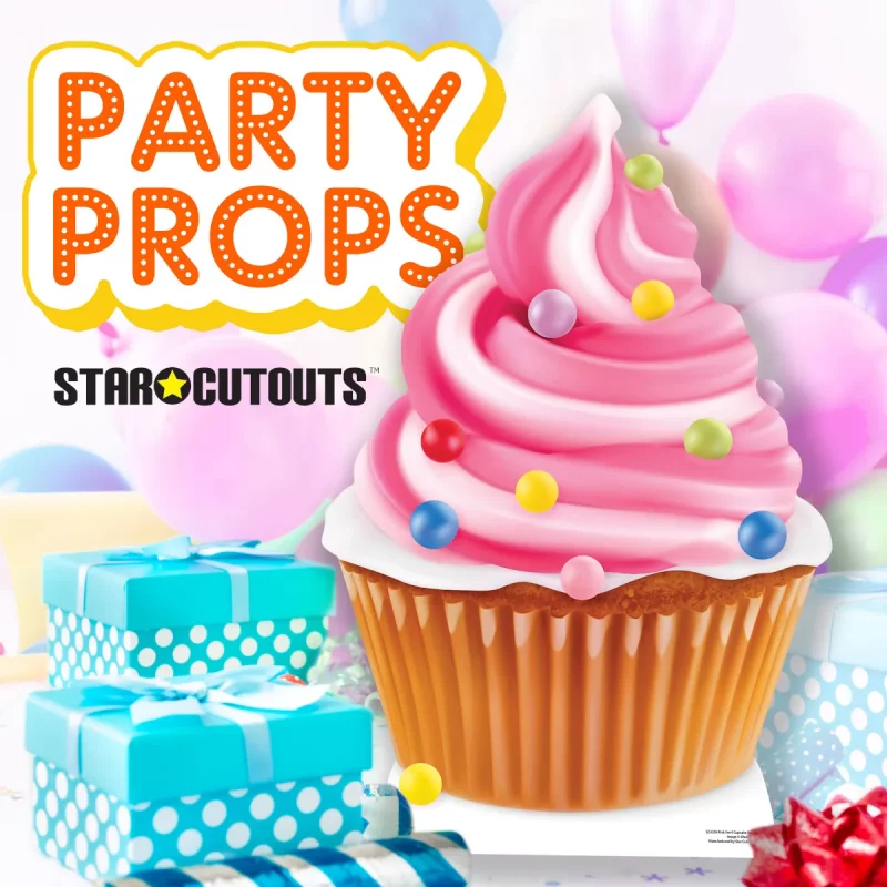 SC4359 Pink Cupcake Swirl (Party Prop) Mini + Tabletop Cardboard Cutout Standee Party