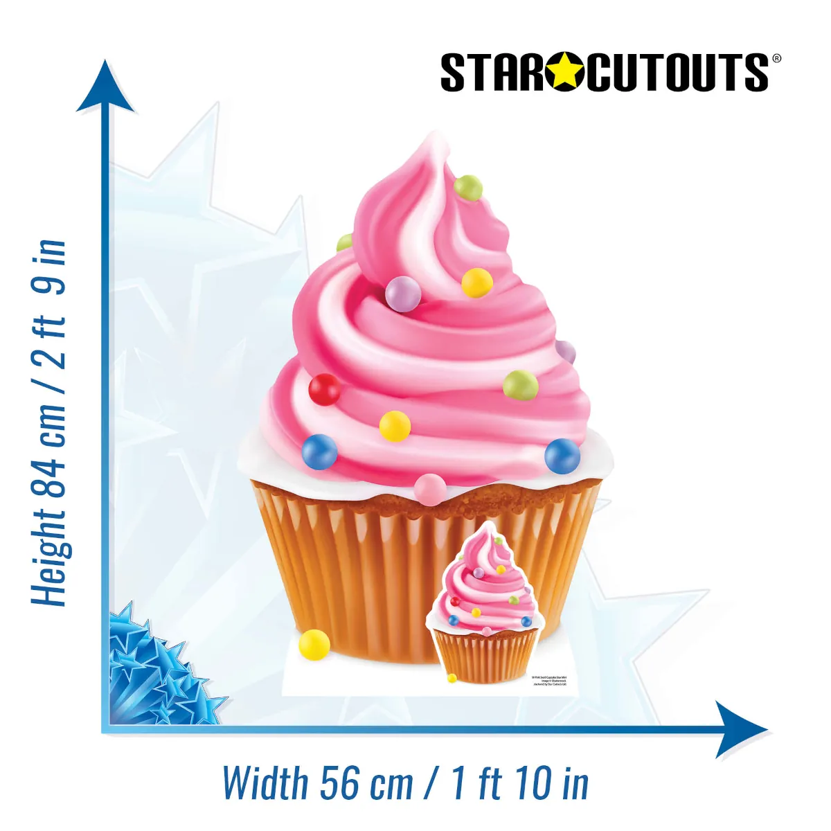 SC4359 Pink Cupcake Swirl (Party Prop) Mini + Tabletop Cardboard Cutout Standee Size