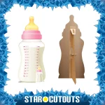SC4395 Pink Baby Bottle (Party Prop) Mini + Tabletop Cardboard Cutout Standee Frame