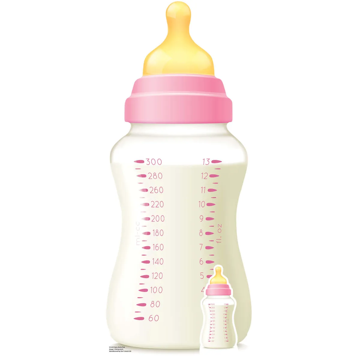 SC4395 Pink Baby Bottle (Party Prop) Mini + Tabletop Cardboard Cutout Standee Front