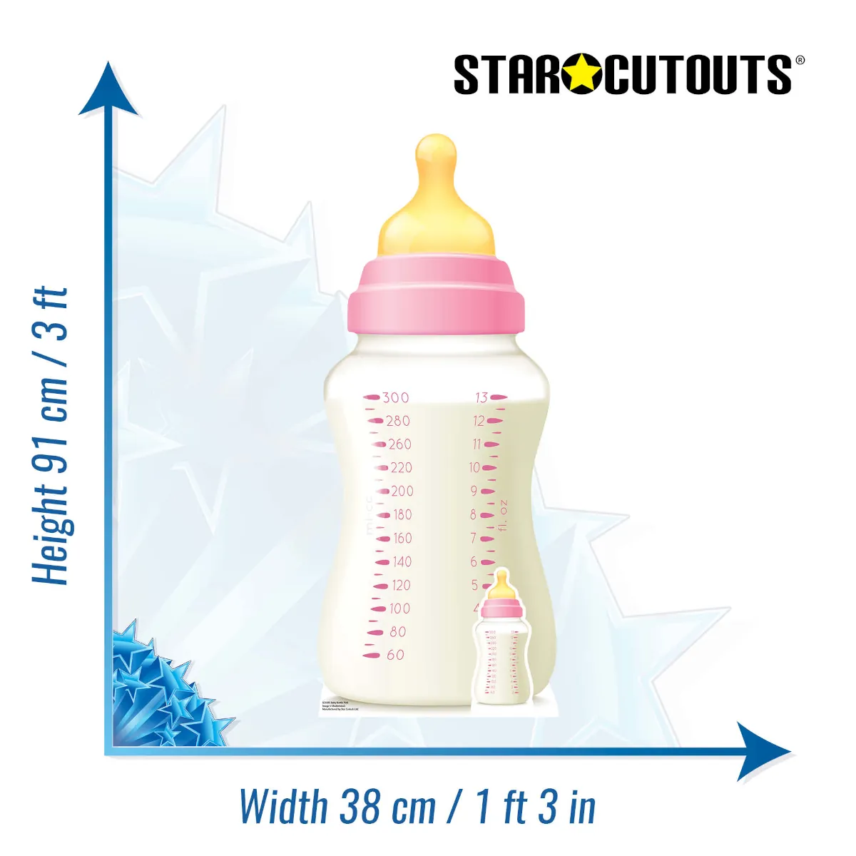 SC4395 Pink Baby Bottle (Party Prop) Mini + Tabletop Cardboard Cutout Standee Size