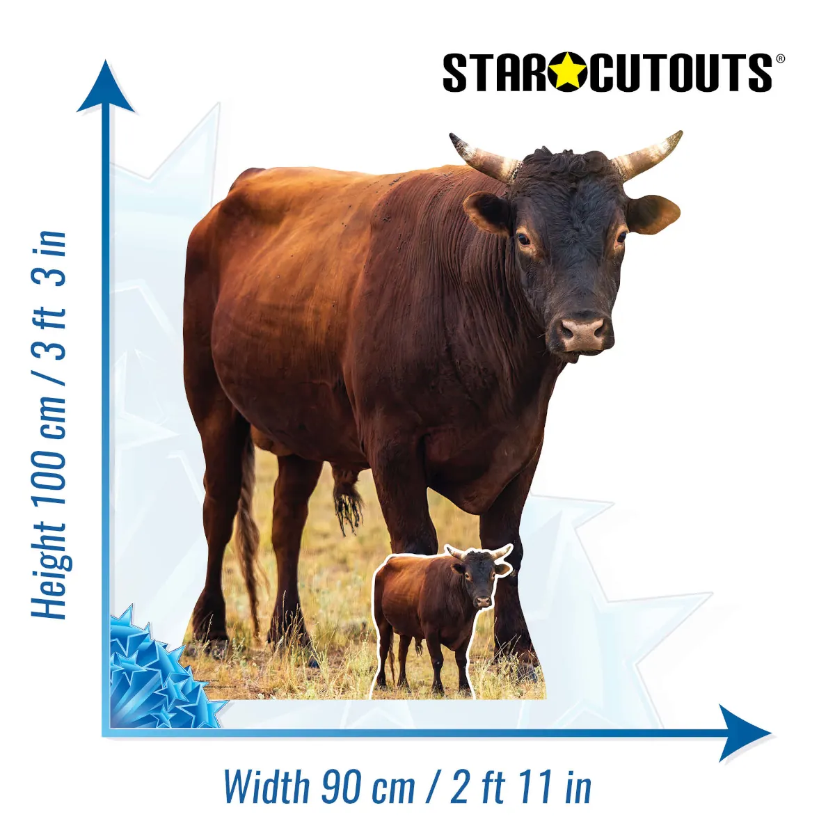 SC4436 Young Bull (Farm Animal) Large + Mini Cardboard Cutout Standee Size