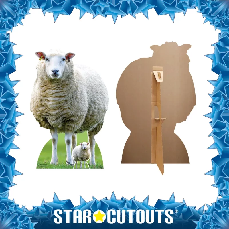SC4437 Sheep (Farm Animal) Large + Mini Cardboard Cutout Standee Frame