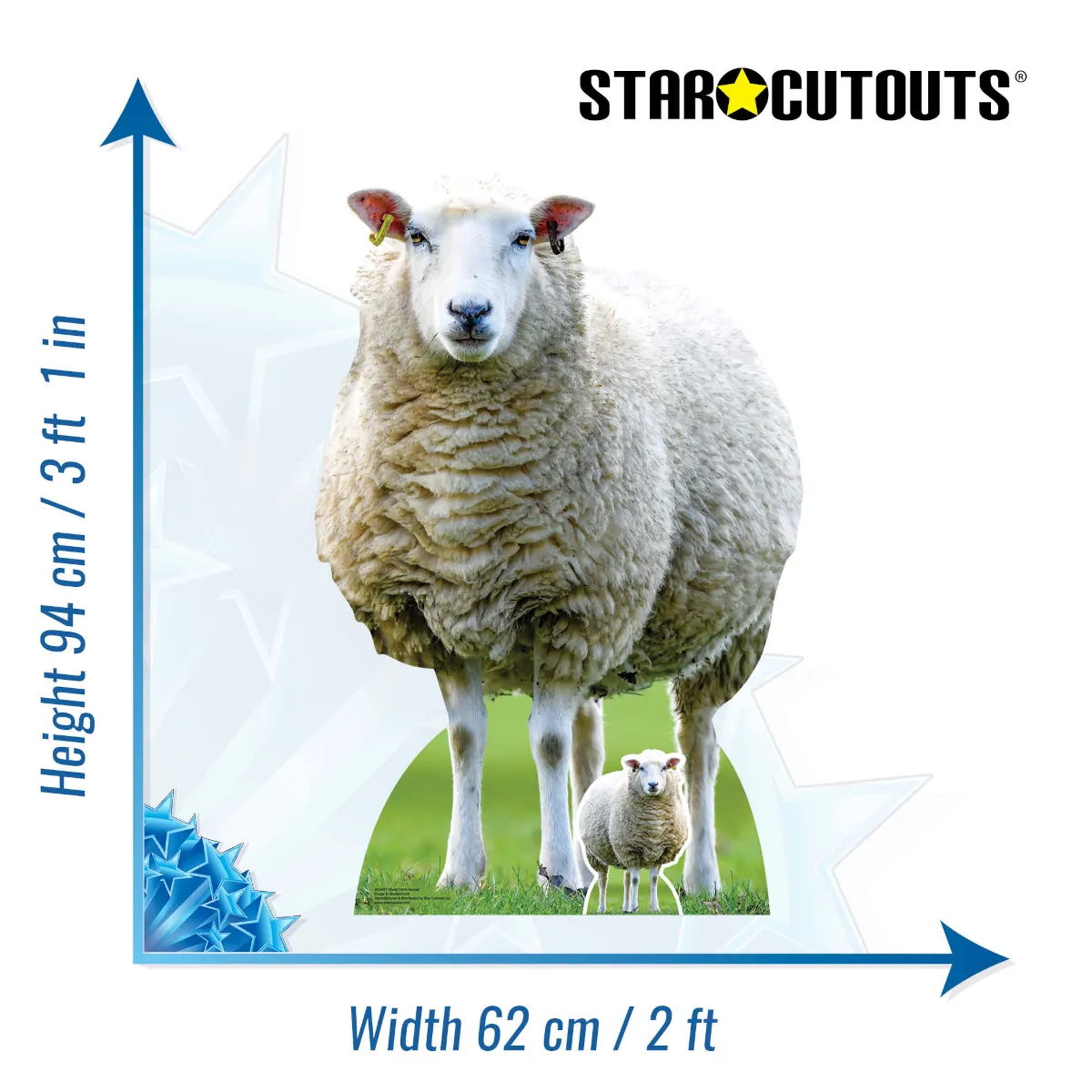 SC4437 Sheep (Farm Animal) Large + Mini Cardboard Cutout Standee Size