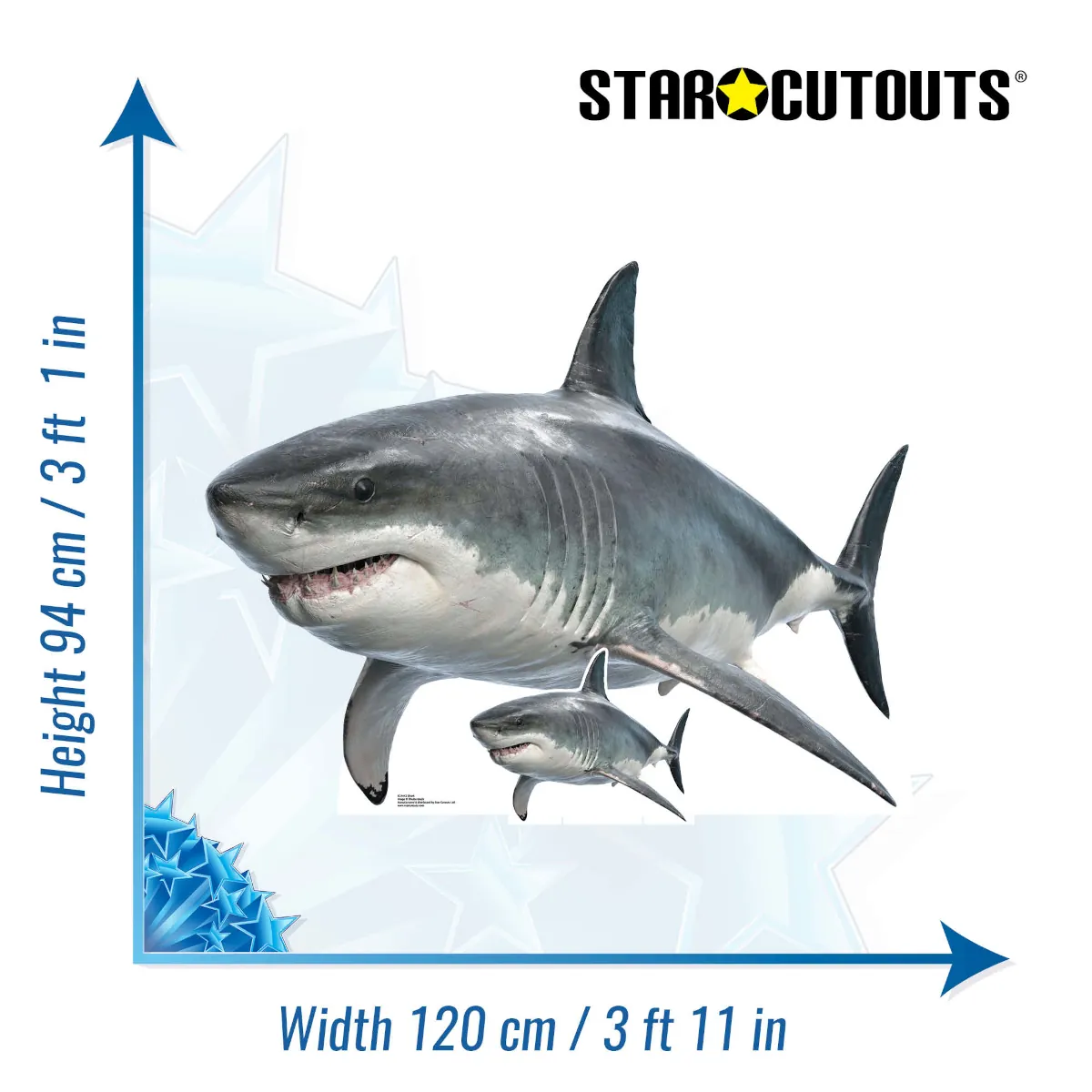SC4442 Real Shark Large + Mini Cardboard Cutout Standee Size
